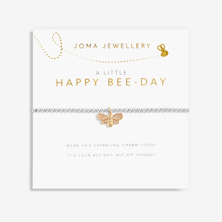 Joma Jewellery Childrens A Little Happy Bee-Day! Silver And Gold Bracelet