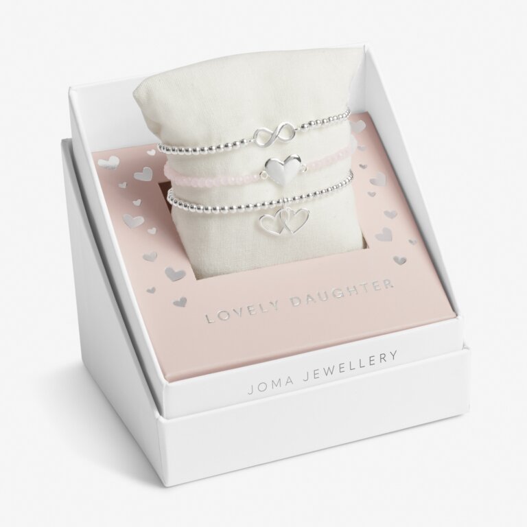 Joma Jewellery Childrens Celebrate You Gift Box Lovely Daughter Silver Set Of 3 Bracelets