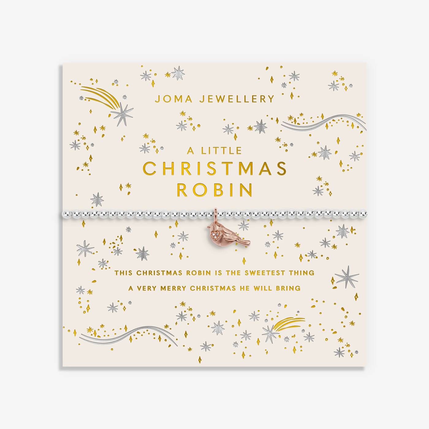 Joma Jewellery Christmas A Little Christmas Robin Silver & Rose Gold Plated Bracelet