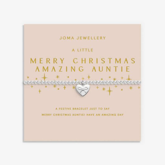Joma Jewellery Christmas A Little Merry Christmas Auntie Silver Plated Bracelet