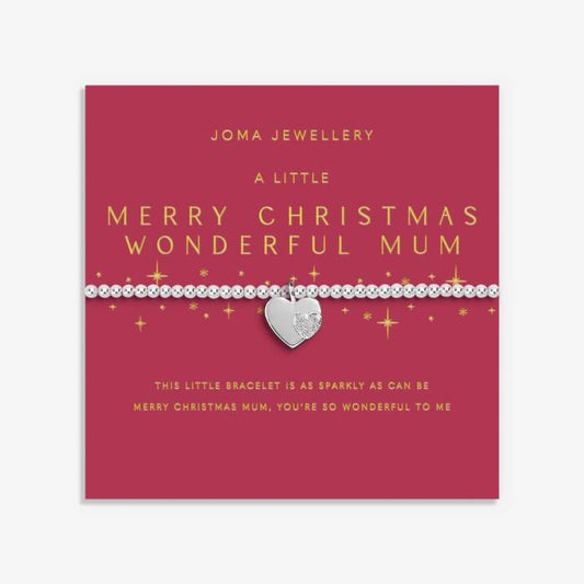 Joma Jewellery Christmas A Little Merry Christmas Wonderful Mum Silver Plated Bracelet