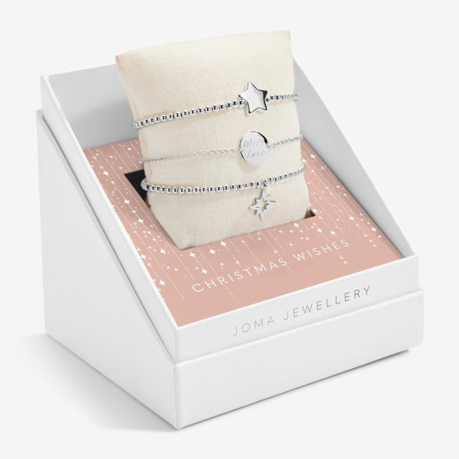 Joma Jewellery Christmas Celebrate You Gift Box Christmas Wishes Silver Set of 3 Bracelets