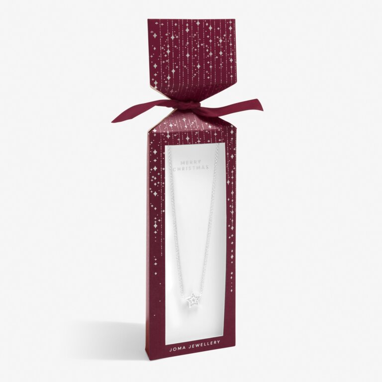 Joma Jewellery Christmas Cracker Merry Christmas Silver Necklace