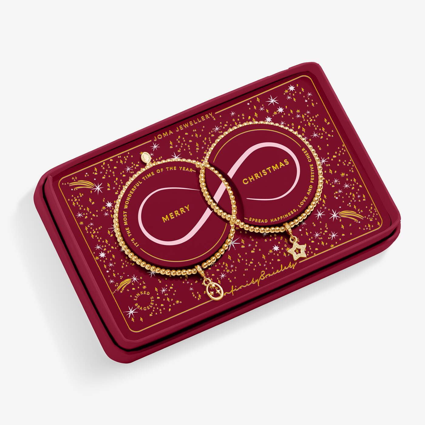 Joma Jewellery Christmas Infinity Bracelets Merry Christmas Gold Plated Linked Bracelets