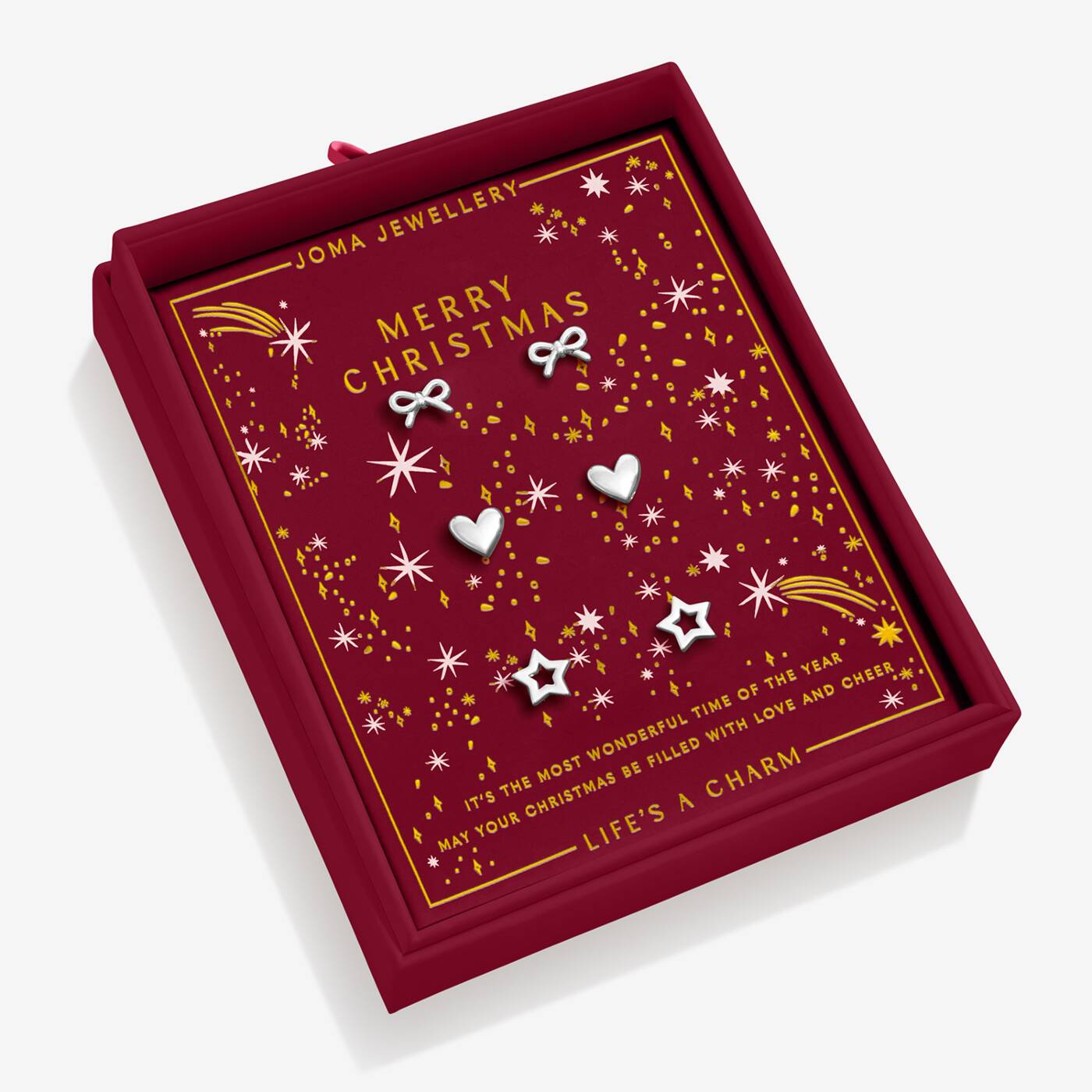 Joma Jewellery Christmas Life's A Charm Merry Christmas Silver Plated Stud Earrings