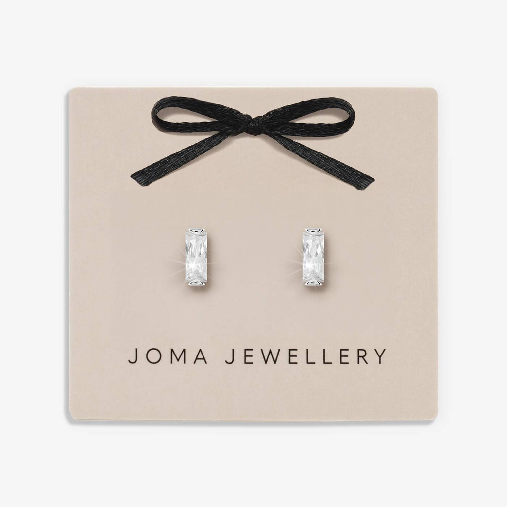 Joma Jewellery Classic Collection Baguette CZ Silver Plated Stud Earrings