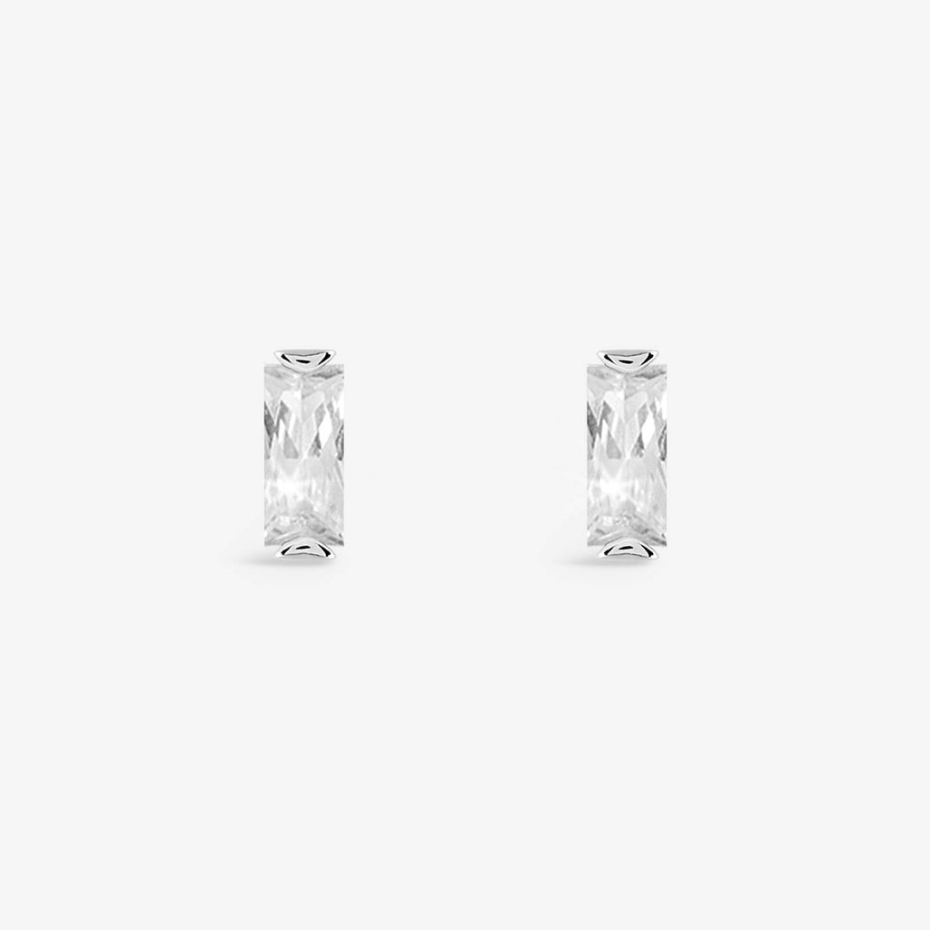 Joma Jewellery Classic Collection Baguette CZ Silver Plated Stud Earrings