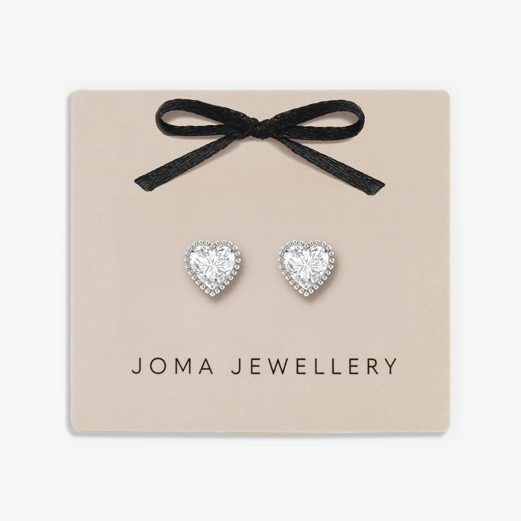 Joma Jewellery Classic Collection CZ Heart Silver Plated Stud Earrings