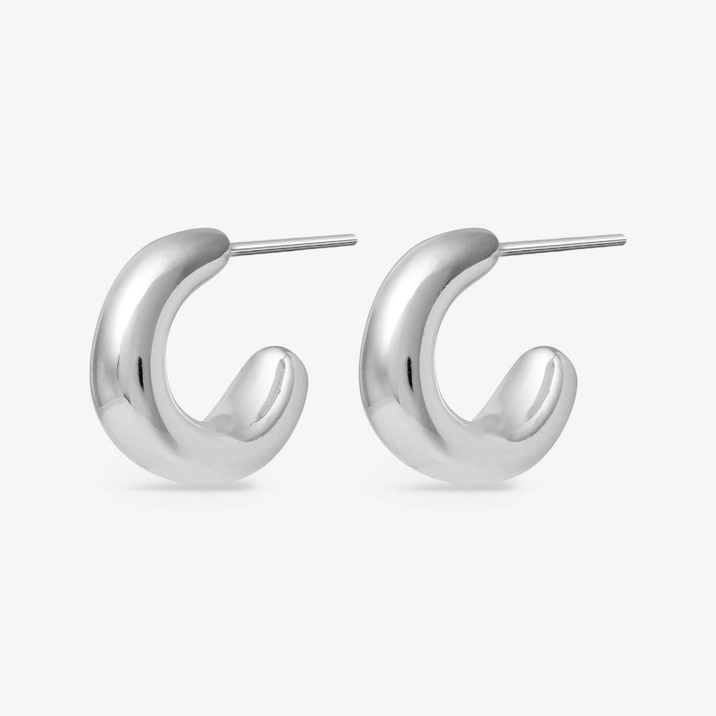 Joma Jewellery Classic Collection Dome Huggie Silver Plated Hoop Earrings