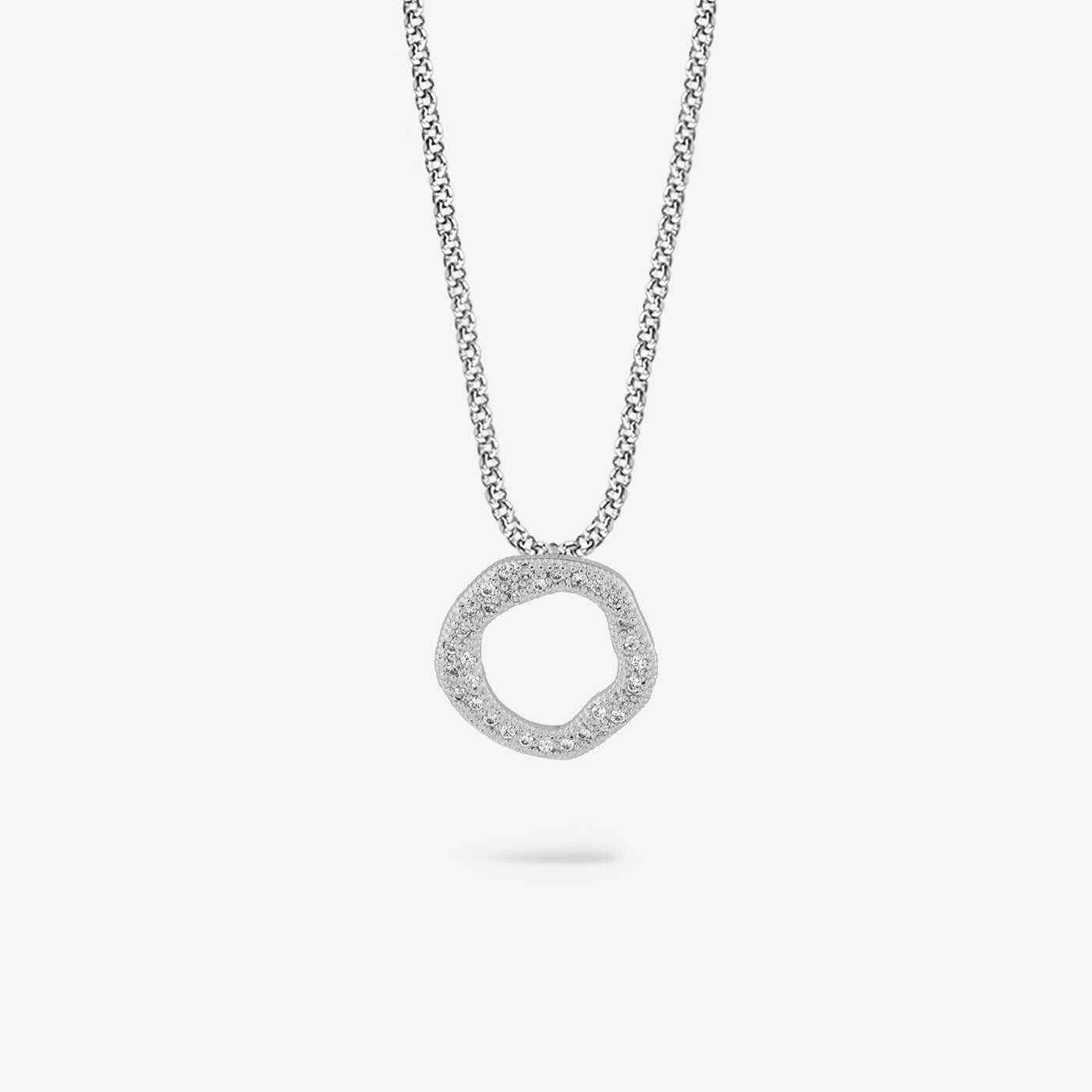 Joma Jewellery Classic Collection Organic Pave Pendant Silver Plated Necklace