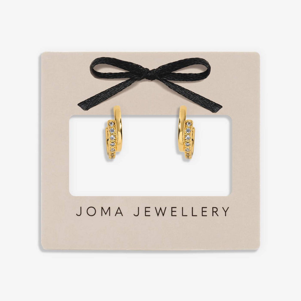 Joma Jewellery Classic Collection Pave Double Gold Plated Hoop Earrings