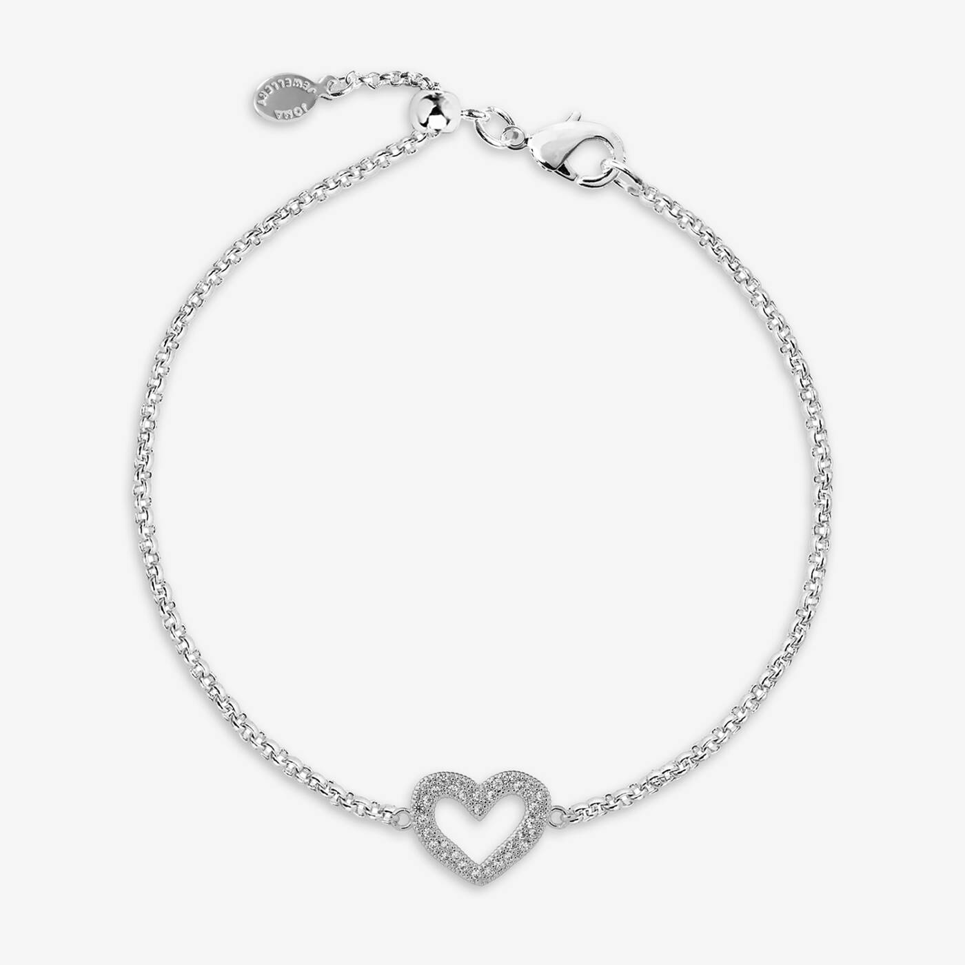 Joma Jewellery Classic Collection Pave Heart Silver Plated Bracelet