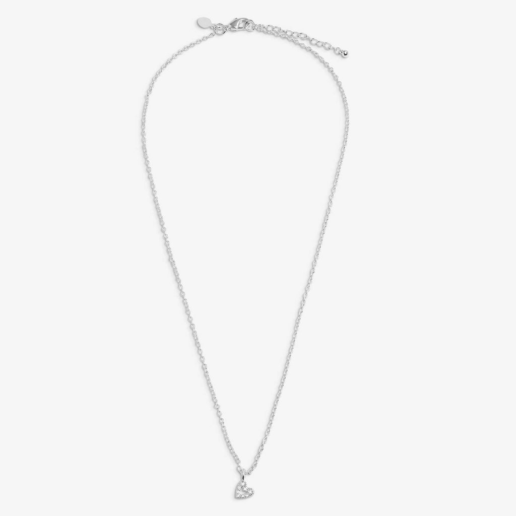 Joma Jewellery Classic Collection Pave Offset Heart Silver Plated Necklace