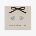 Joma Jewellery Classic Collection Pave Offset Heart Silver Plated Stud Earrings