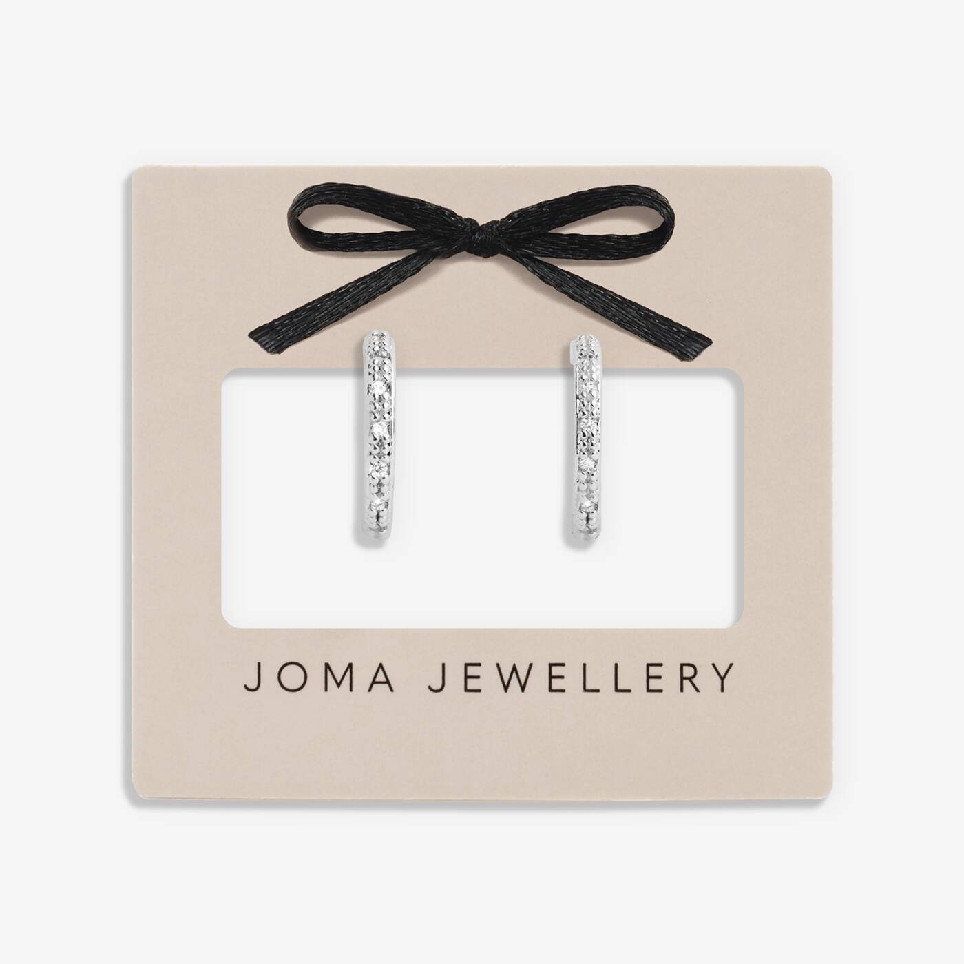 Joma Jewellery Classic Collection Pave Silver Plated Hoop Earrings