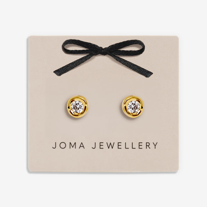 Joma Jewellery Classic Collection Solitaire CZ Gold Plated Stud Earrings