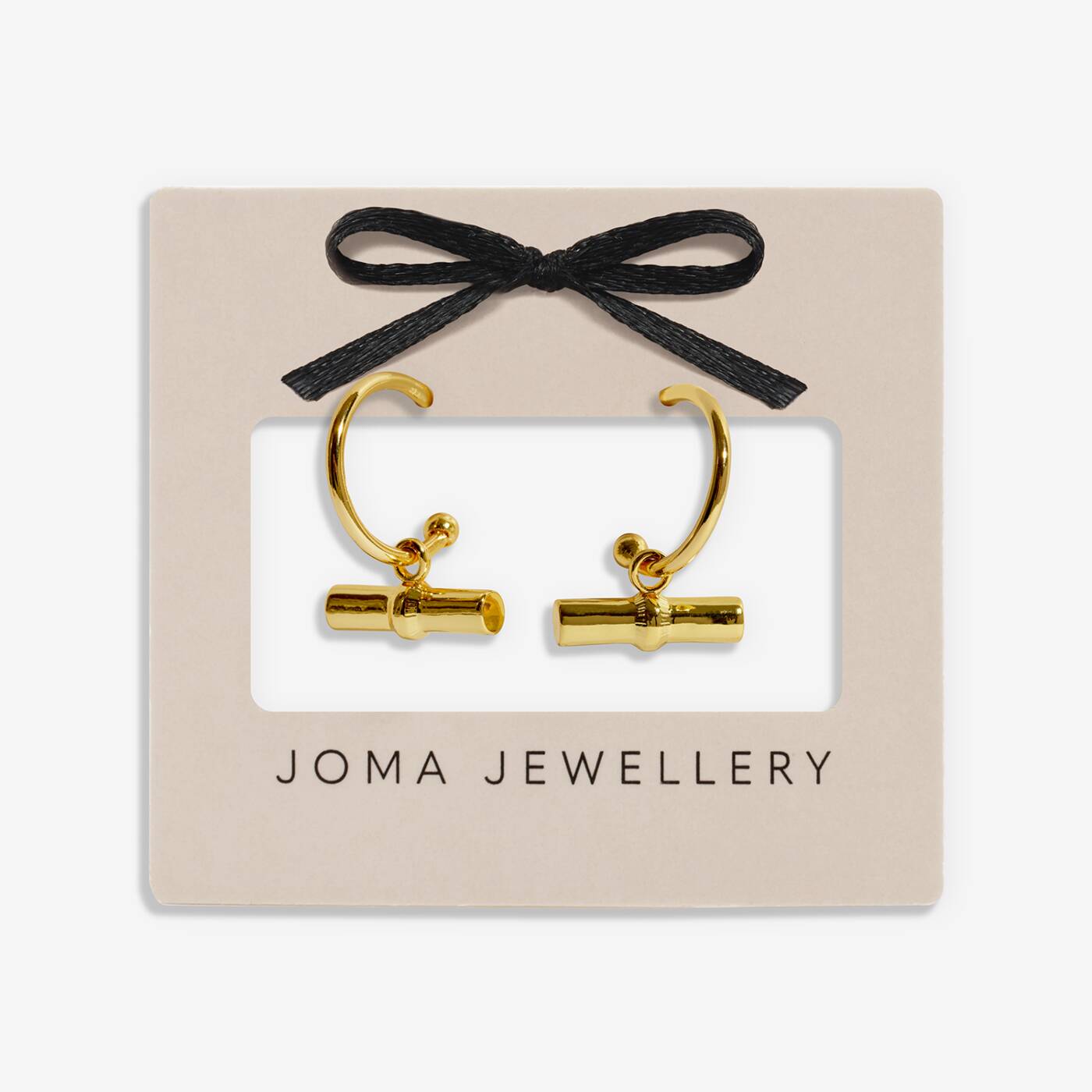 Joma Jewellery Classic Collection T-Bar Gold Plated Hoop Earrings