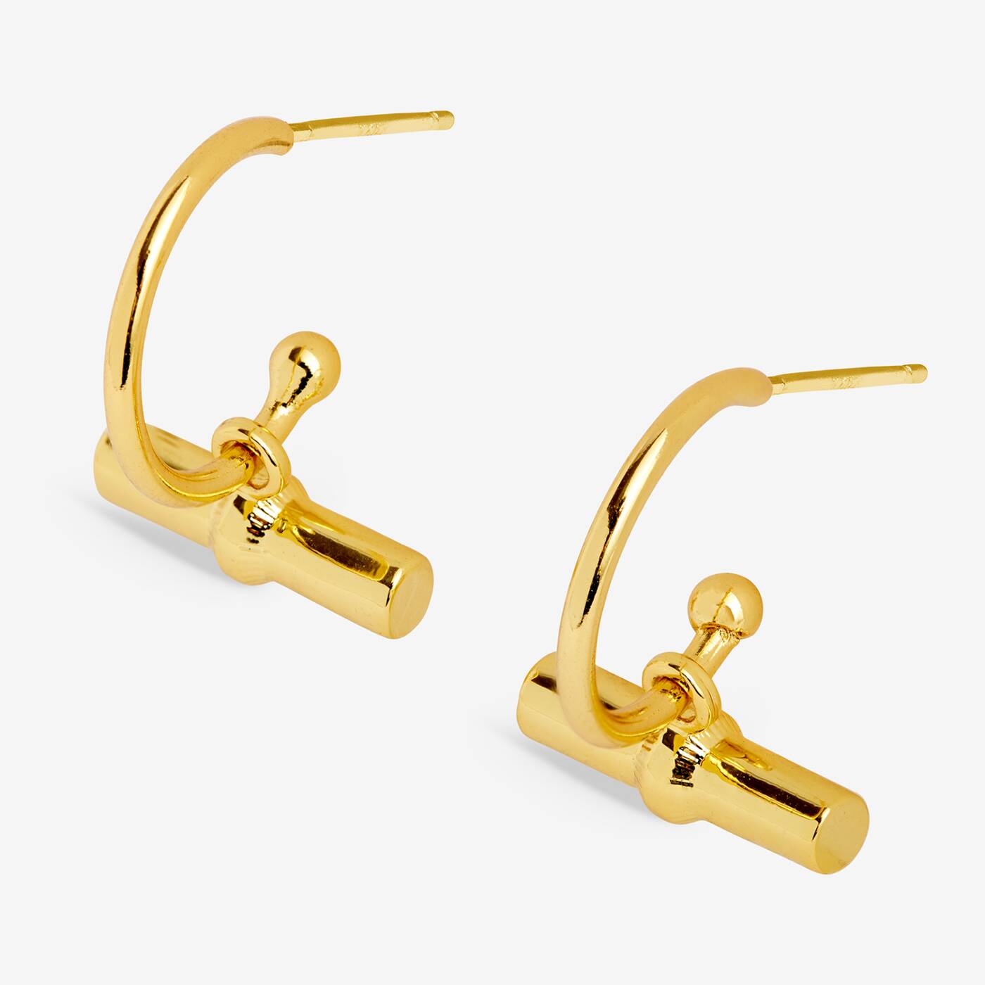 Joma Jewellery Classic Collection T-Bar Gold Plated Hoop Earrings