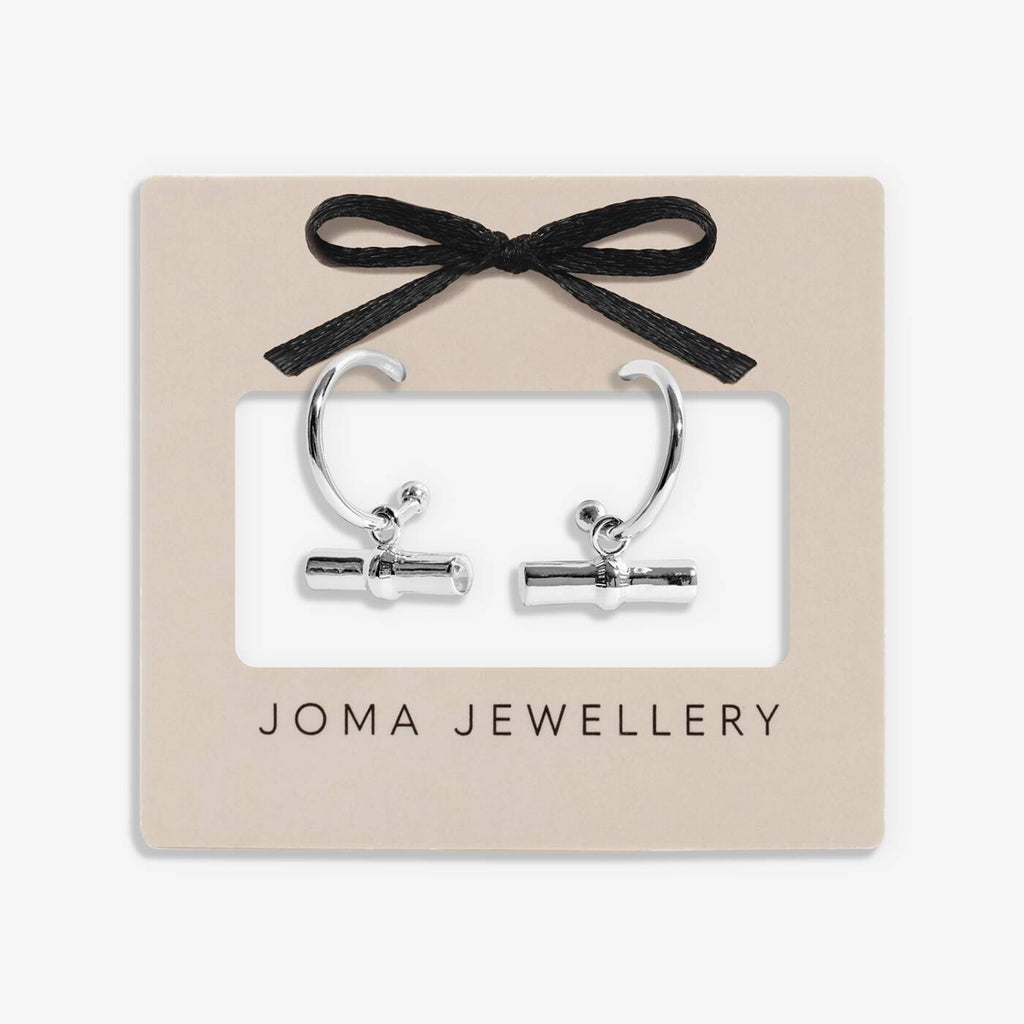 Joma Jewellery Classic Collection T-Bar Silver Plated Hoop Earrings