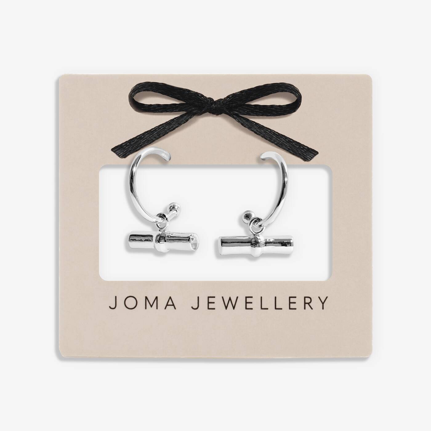 Joma Jewellery Classic Collection T-Bar Silver Plated Hoop Earrings