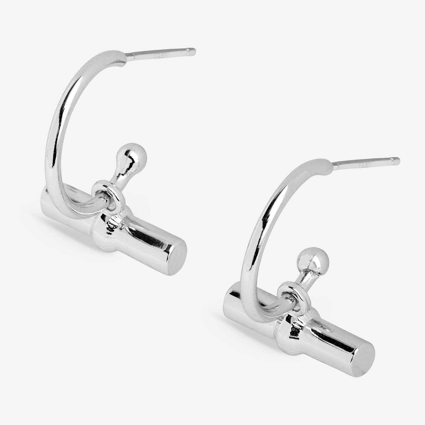 Joma Jewellery Classic Collection T-Bar Silver Plated Hoop Earrings