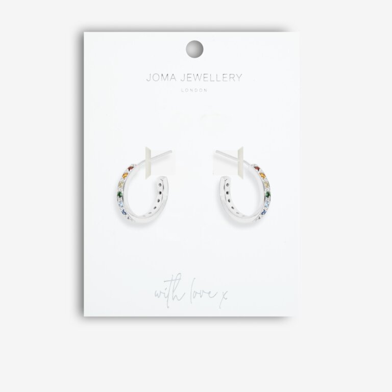 Joma Jewellery Colours Of You Rainbow Hoop Earrings Silver