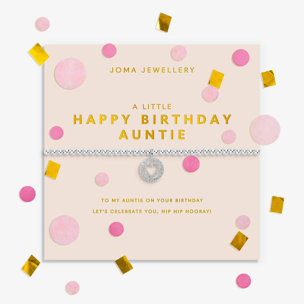 Joma Jewellery Confetti A Little Happy Birthday Auntie Silver Plated Bracelet