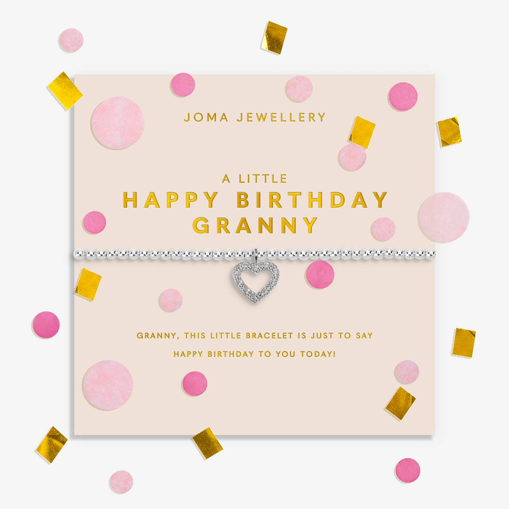 Joma Jewellery Confetti A Little Happy Birthday Granny Silver Plated Bracelet