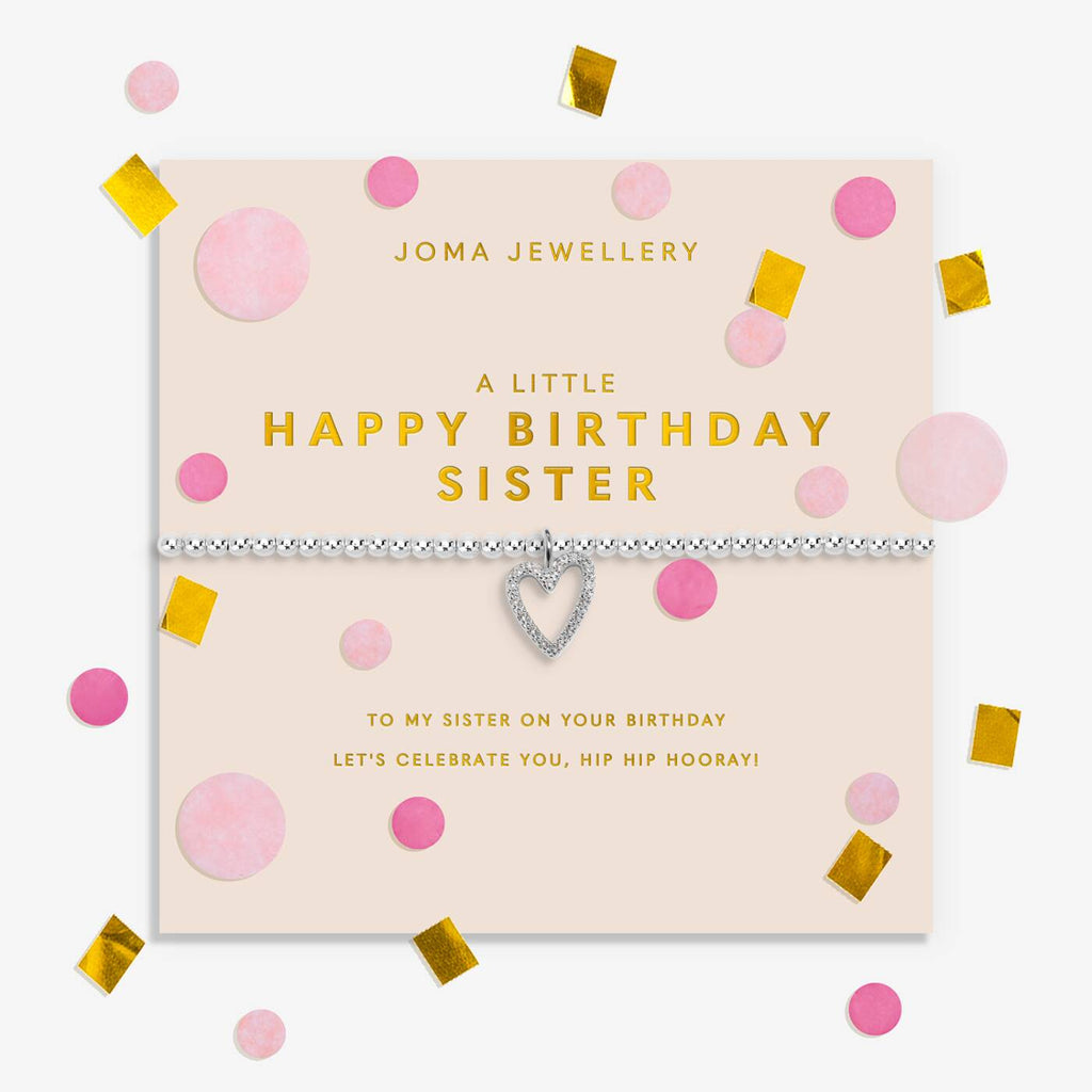 Joma Jewellery Confetti A Little Happy Birthday Sister Silver Plated Bracelet