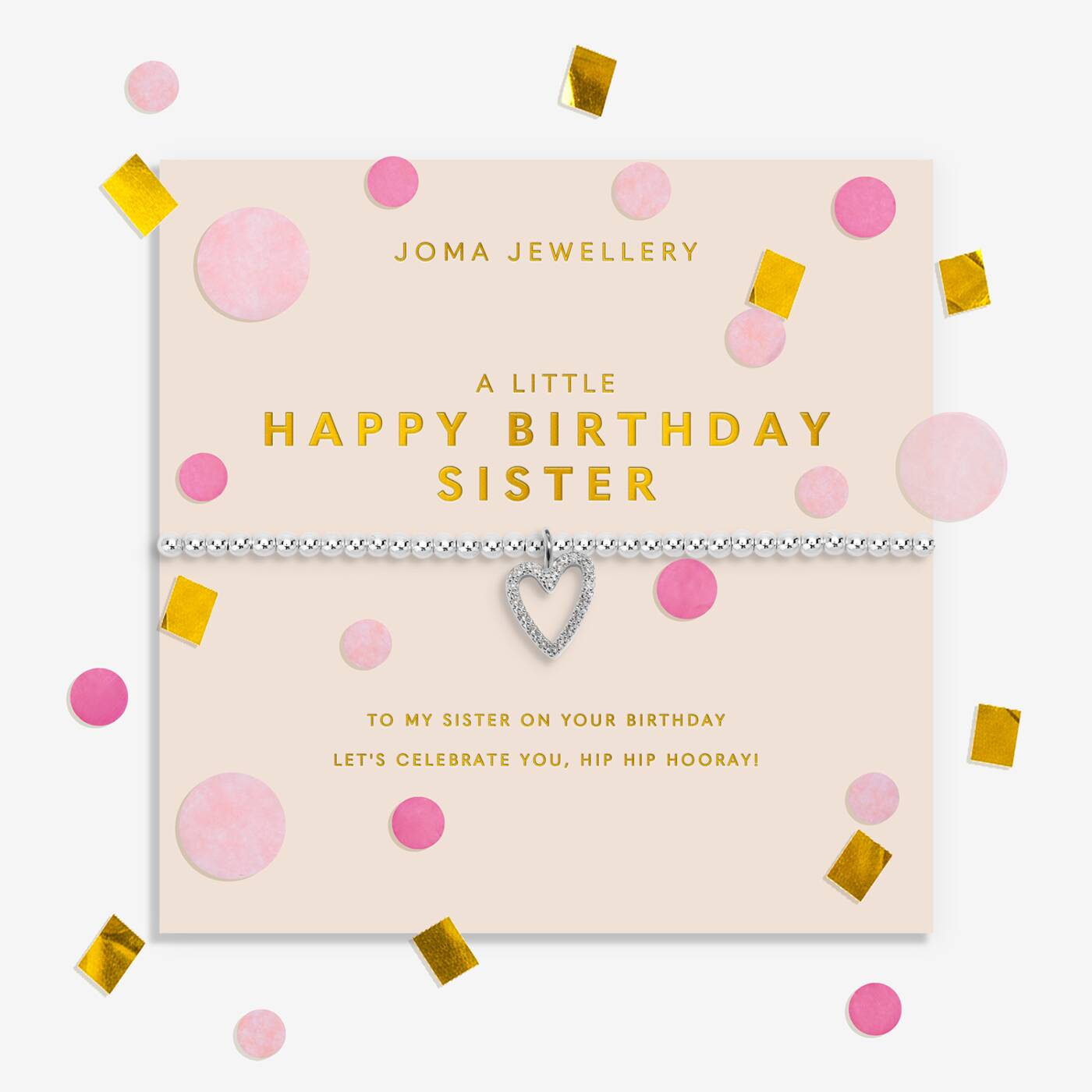 Joma Jewellery Confetti A Little Happy Birthday Sister Silver Plated Bracelet