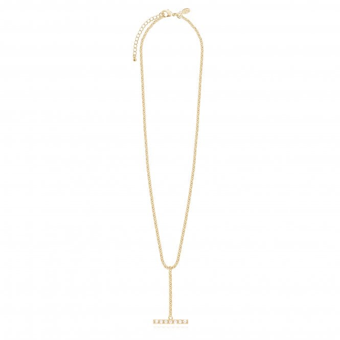 Joma Jewellery Demi Gold Pave Bar Drop Necklace Gold