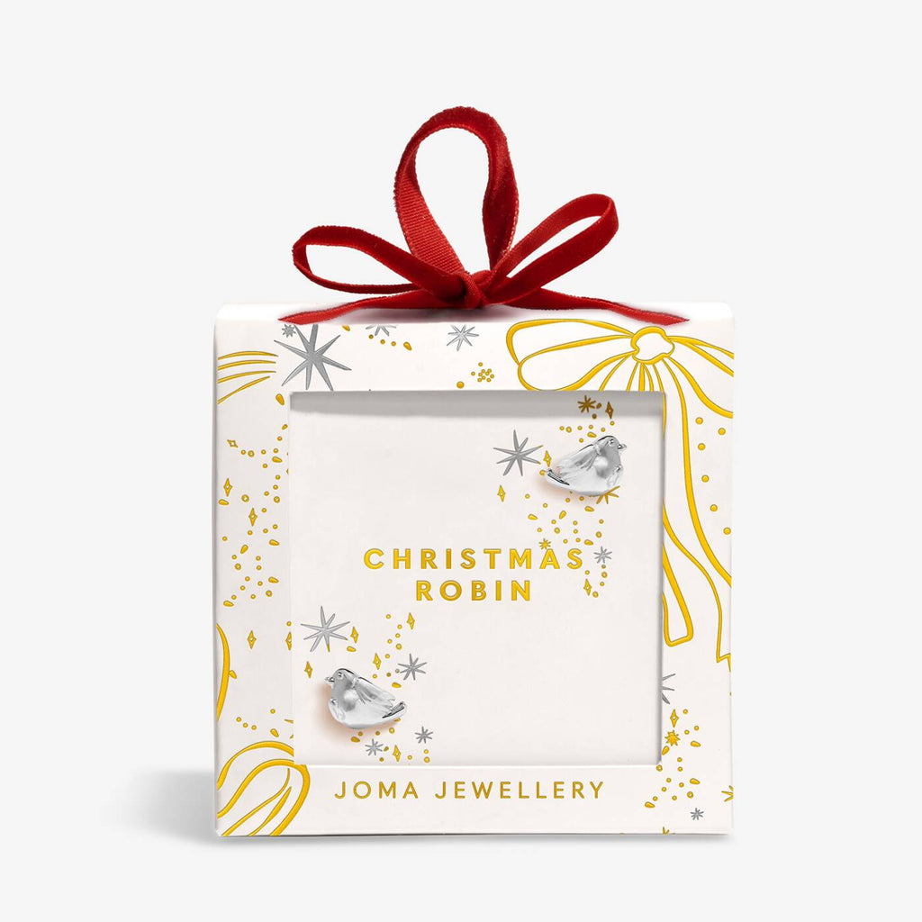 Joma Jewellery Earring Bauble Christmas Robin Silver Plated Earrings