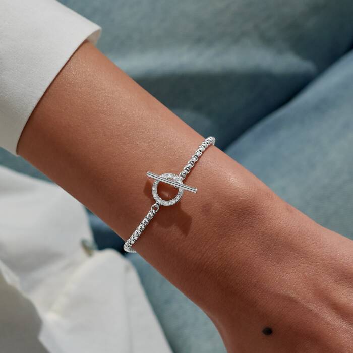 Joma Jewellery Evermore Circle T-Bar Silver Plated Bracelet
