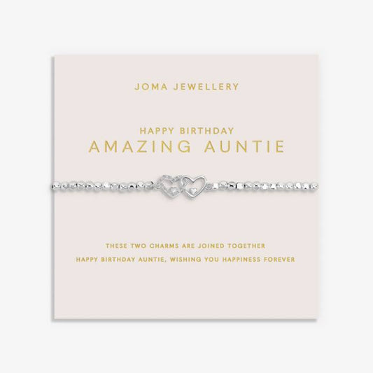 Joma Jewellery Forever Yours Happy Birthday Amazing Auntie Silver Plated Bracelet