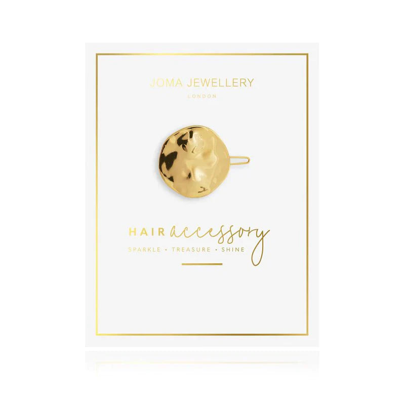 Joma Jewellery Hair Accesories Hammered Disc Hair Clip Gold