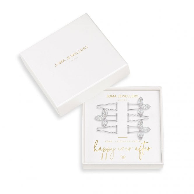 Joma Jewellery Hair Accessories Happy Ever After CZ Leaf Hair Slides