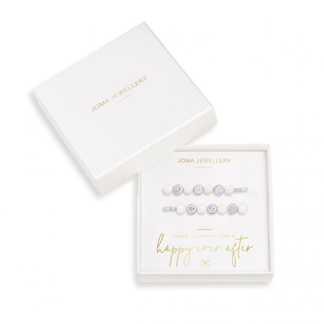 Joma Jewellery Hair Accessories Happy Ever After Pearl And CZ Hair Slides