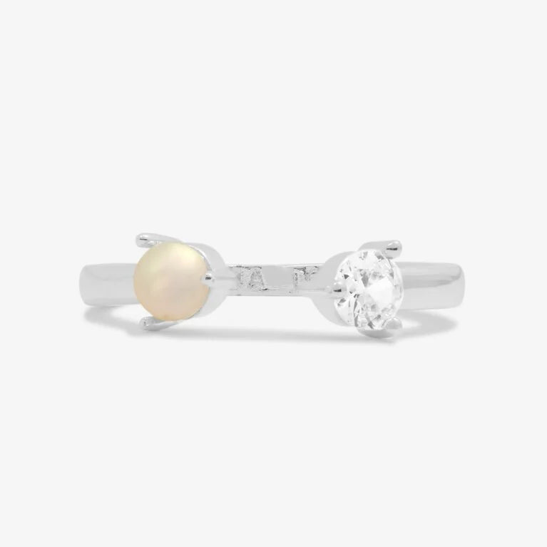 Joma Jewellery Halo CZ & Pearl Silver Plated Ring