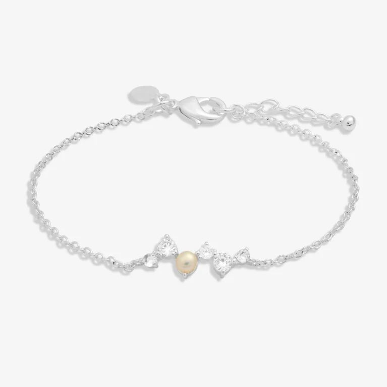 Joma Jewellery Halo Pearl CZ & Pearl Cluster Silver Plated Braclet