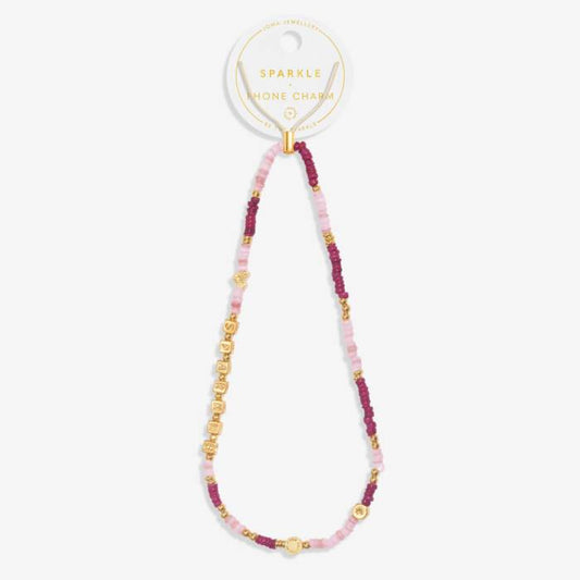 Joma Jewellery Happy Little Moments Phone Charm Sparkle Gold Plated Phone Charm