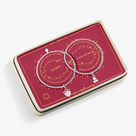 Joma Jewellery Infinity Bracelets Merry Christmas Silver Plated Linked Bracelets