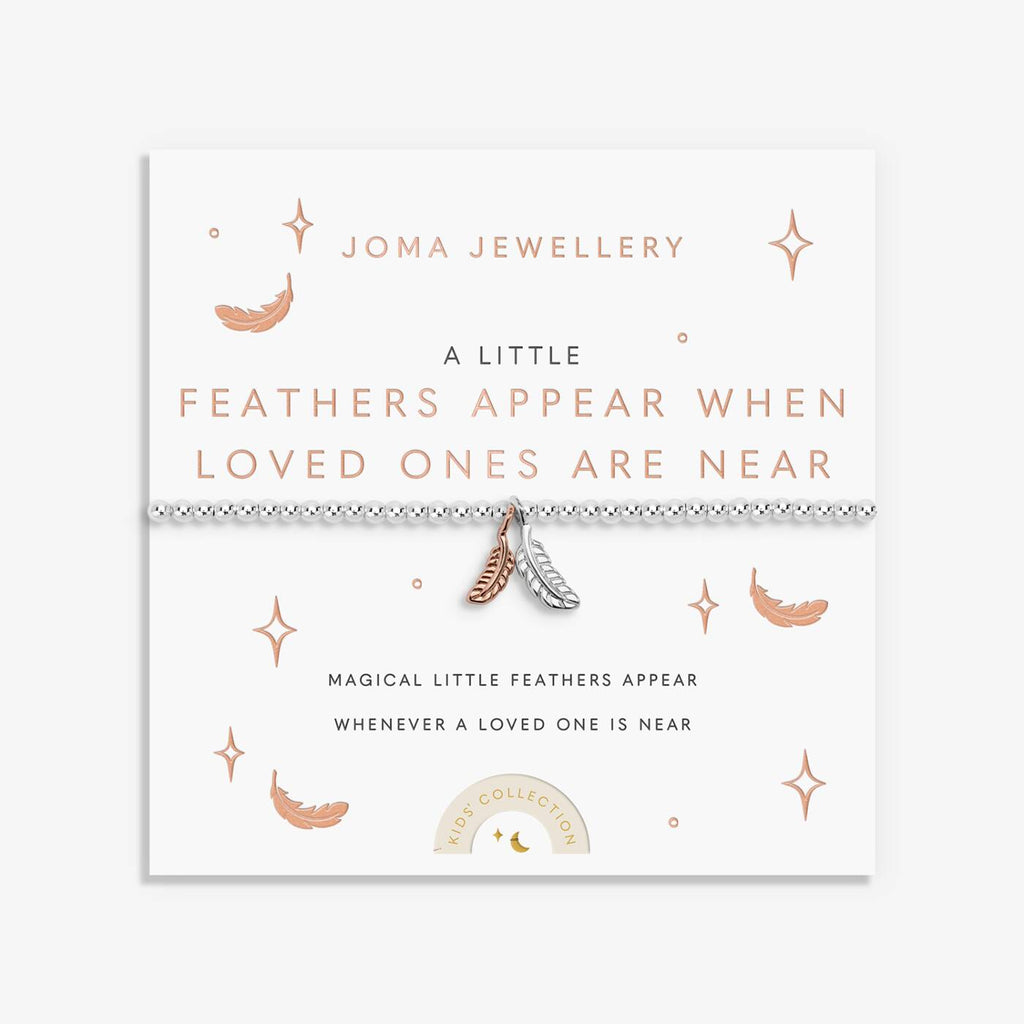 Joma Jewellery Kids' A Little Feathers Appear When Loved Ones Are Near Silver & Rose Gold Plated Bracelet