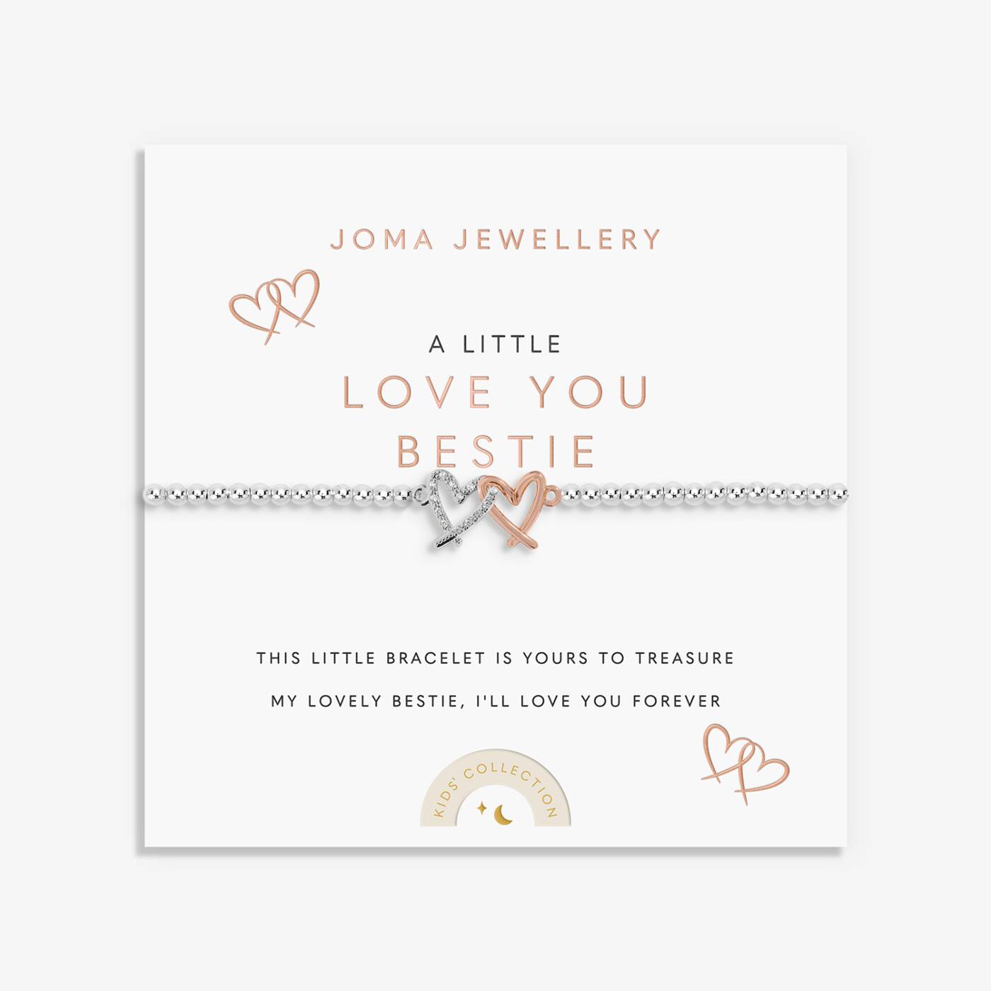 Joma Jewellery Kids' A Little Love You Bestie Silver & Rose Gold Plated Bracelet