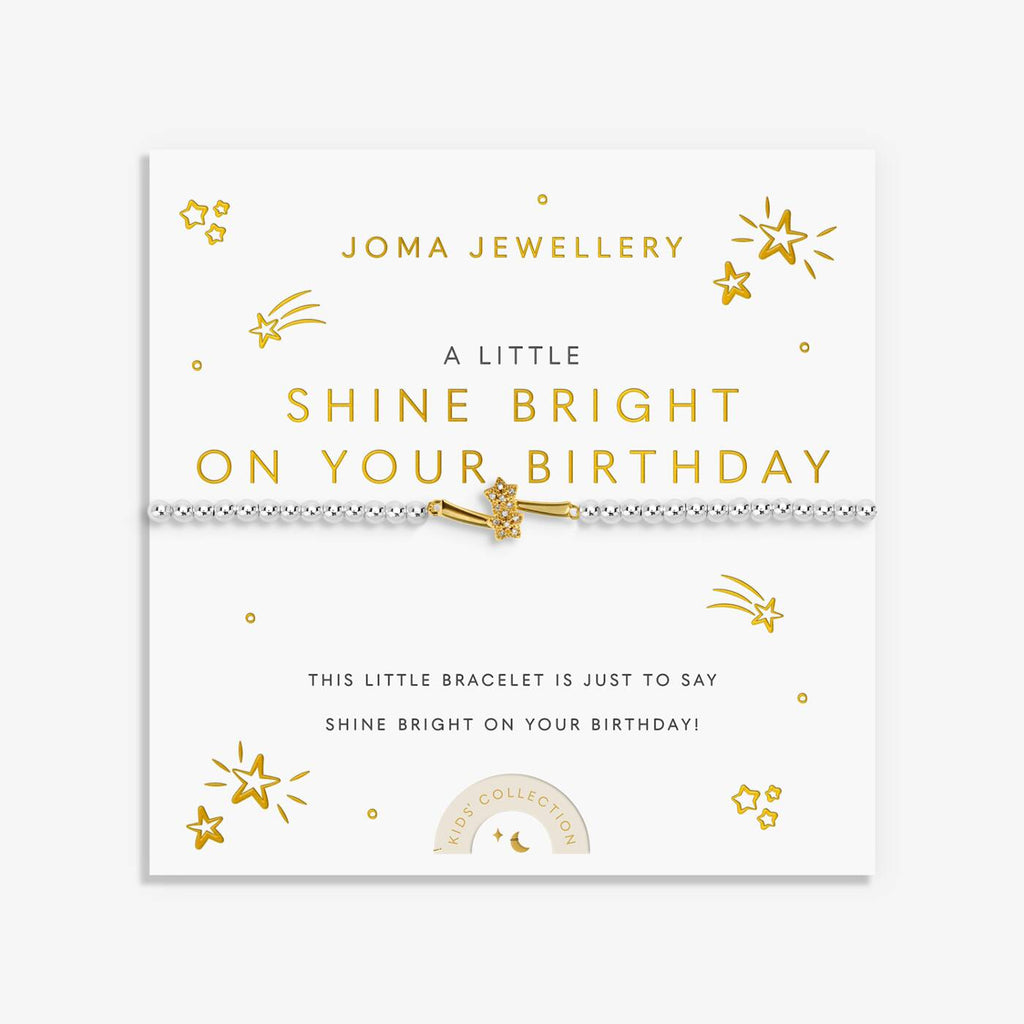Joma Jewellery Kids' A Little Shine Bright On Your Birthday Silver & Gold Plated Bracelet