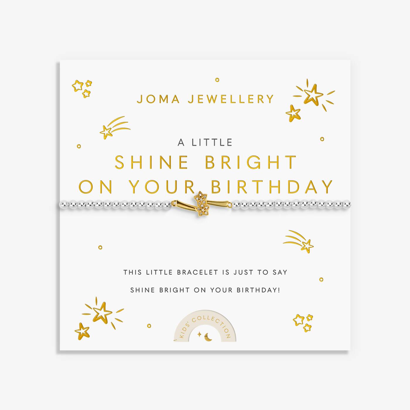 Joma Jewellery Kids' A Little Shine Bright On Your Birthday Silver & Gold Plated Bracelet