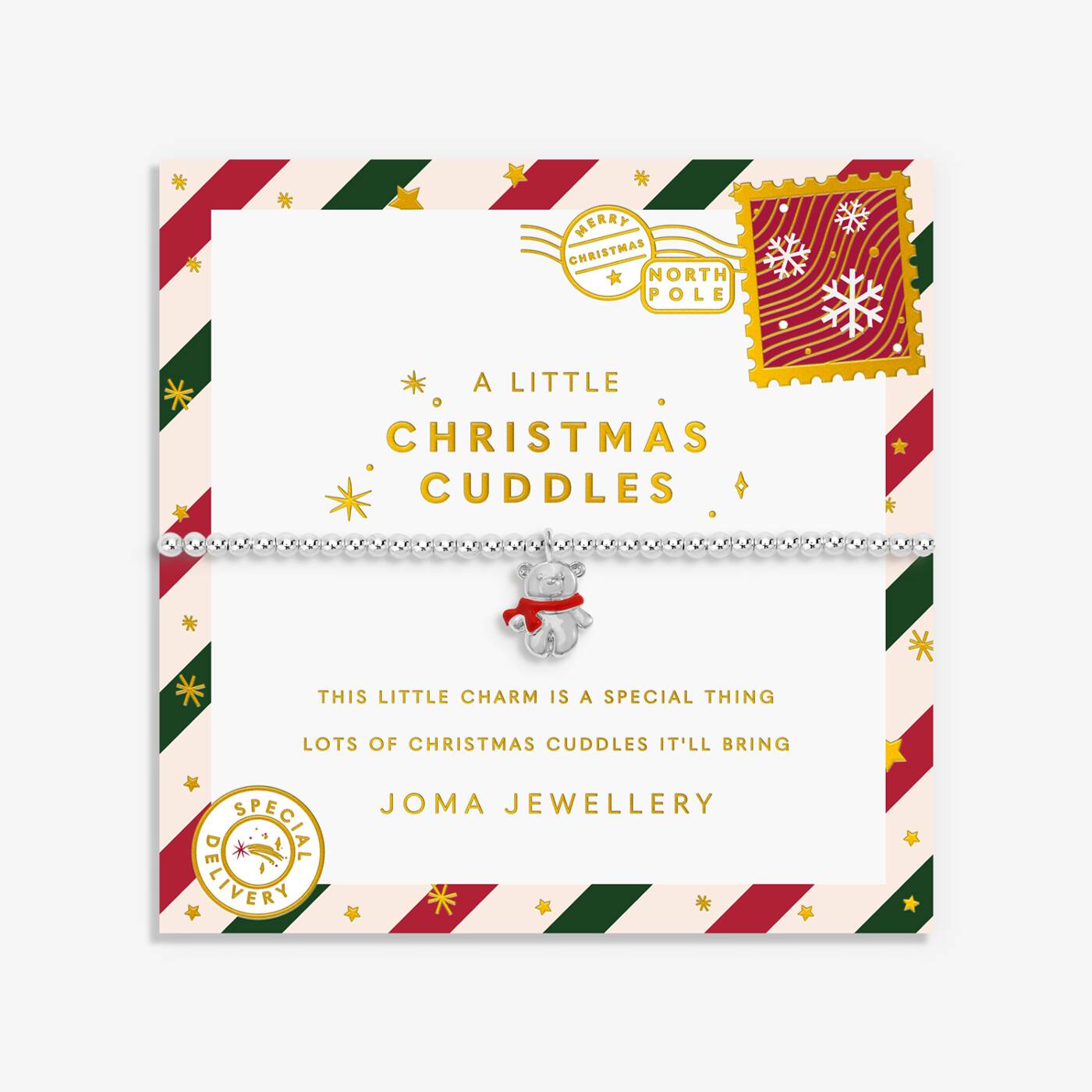 Joma Jewellery Kids' Christmas A Little Christmas Cuddles Silver Plated Bracelet