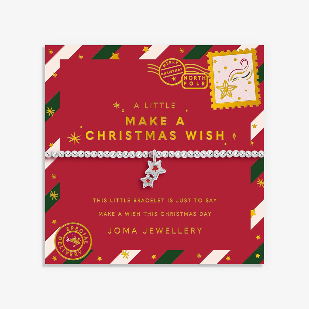Joma Jewellery Kids' Christmas A Little Make A Christmas Wish Silver Plated Bracelet