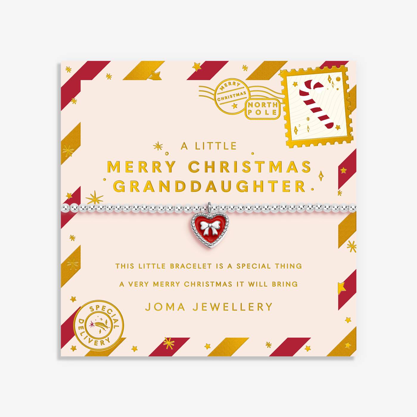 Joma Jewellery Kids' Christmas A Little Merry Christmas Granddaughter Silver Plated Bracelet
