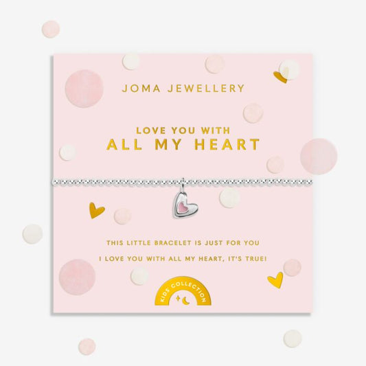 Joma Jewellery Kids' Confetti A Little Love You With All My Heart Silver Plated Bracelet