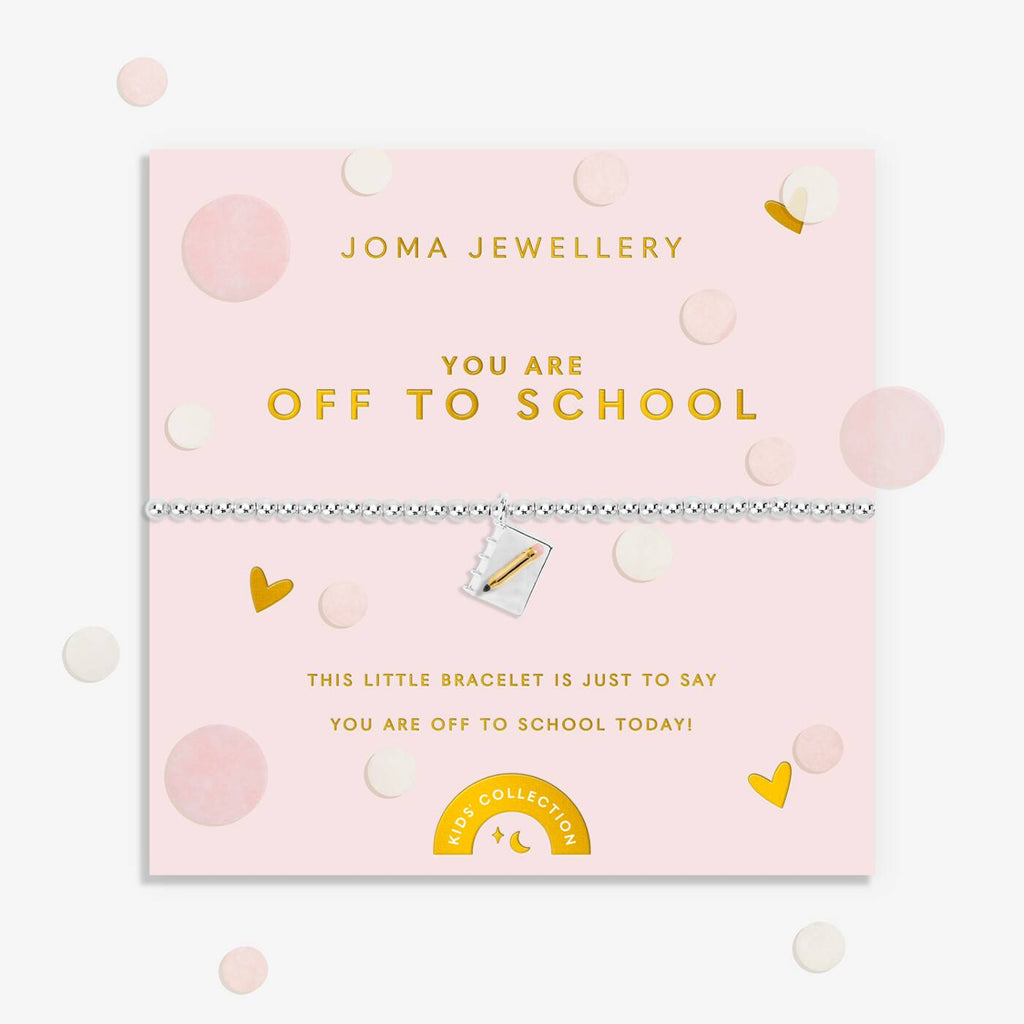 Joma Jewellery Kids' Confetti A Little You Are Off To School Silver Plated Bracelet